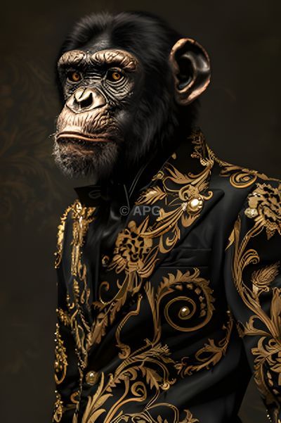 Affe im barocken Anzug (KI-Kunst)